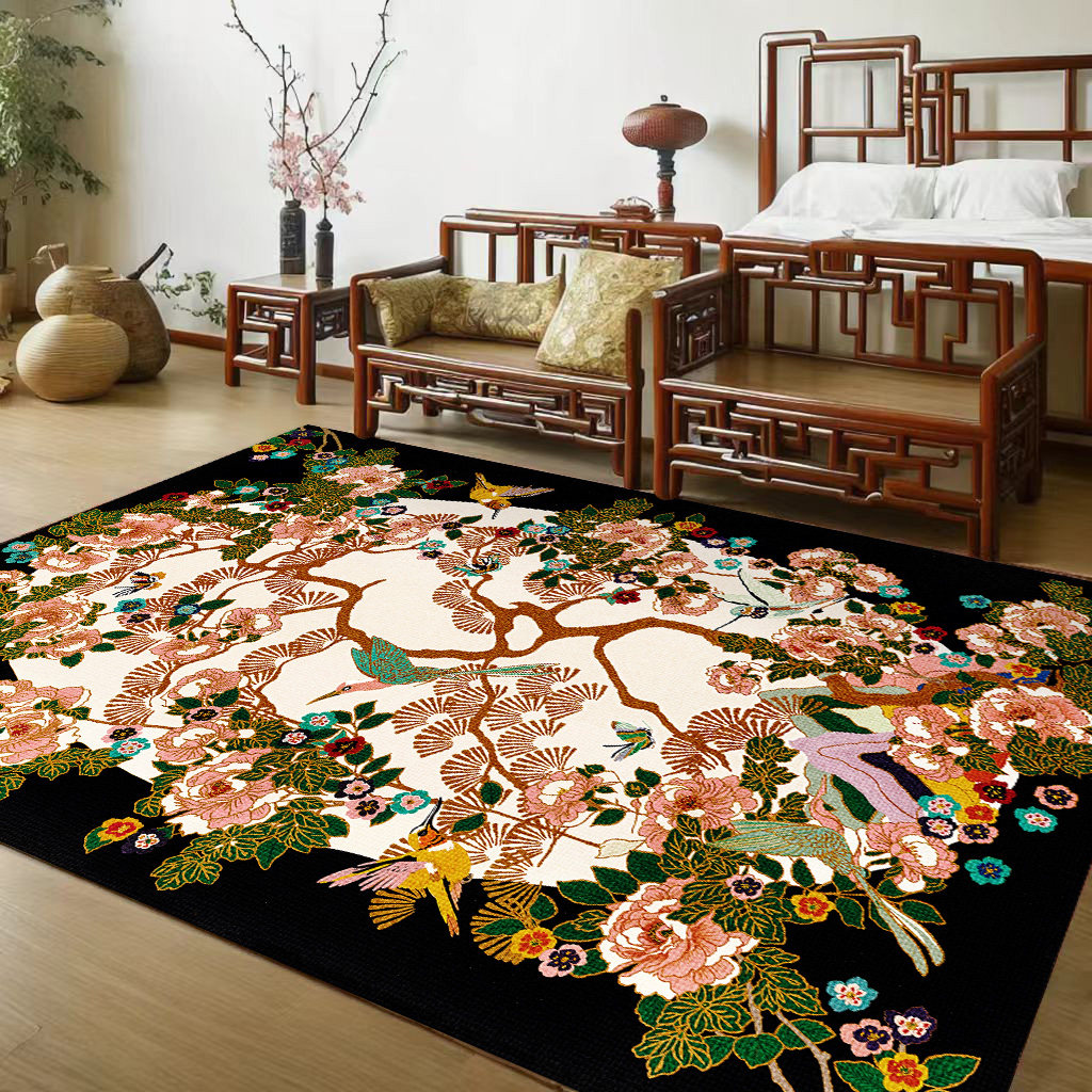 新中式地毯客厅鸟语花香复古中国风卧室满铺禅意茶室地垫,居家布艺,地毯,淘宝优惠券,粉丝福利购,淘宝优惠卷