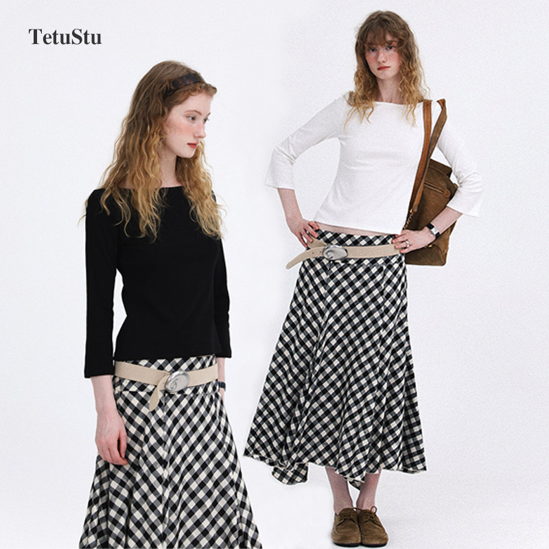Tetu STUDIO 2026SS “法式女孩”修身设计一字领显瘦微喇七分袖