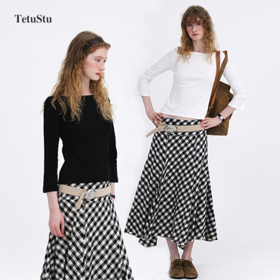 Tetu STUDIO 2026SS “法式女孩”修身设计一字领显瘦微喇七分袖