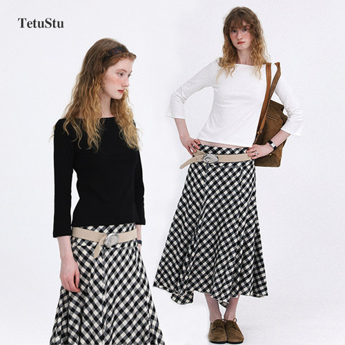 Tetu STUDIO 2026SS “法式女孩”修身设计一字领显瘦微喇七分袖