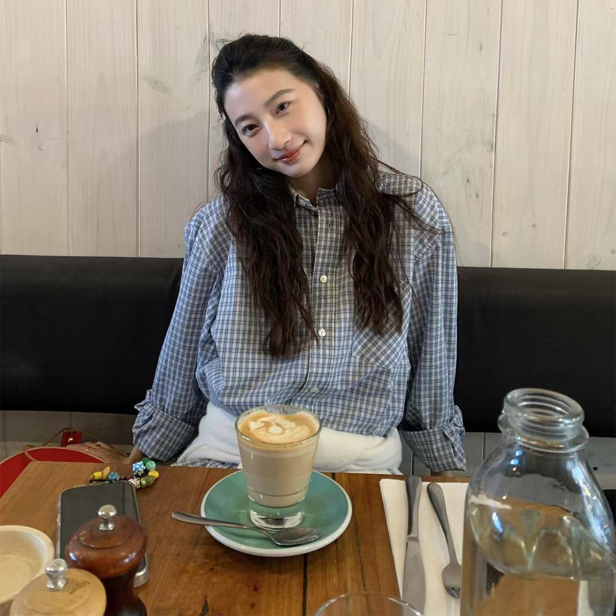 Tetu STUDIO 2025SS 三色高品质棉质简约宽松格纹衬衫