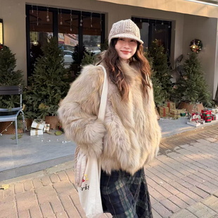 落日余晖 2025SS 芬兰进口定染狐狸毛皮草外套 STUDIO Tetu