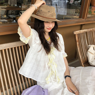 STUDIO 衬衫 2025SS 波浪荷叶边短袖 杜乐丽女孩 Tetu