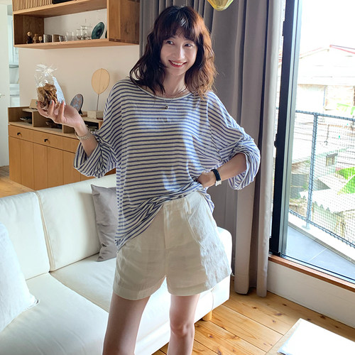 Tetu STUDIO 2025SS “简约夏日” 100%砂洗亚麻白色短裤