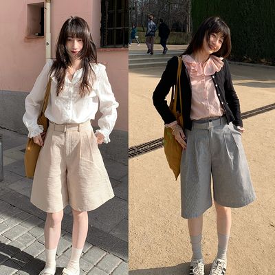 Tetu STUDIO 2025SS“英伦小男孩”高腰阔腿半松紧裙裤