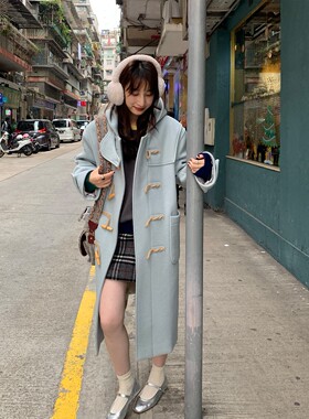 Tetu STUDIO【折扣8折】北海道的冬日 复古牛角扣连帽羊毛大衣