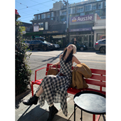 2024FW Tetu STUDIO 流浪大摆量不规则棉质格纹打底裙