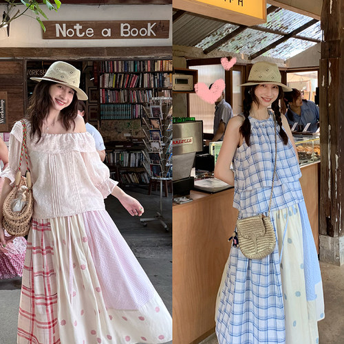 Tetu STUDIO 2025SS“罗马假日”两色拼接设计感松紧腰半裙