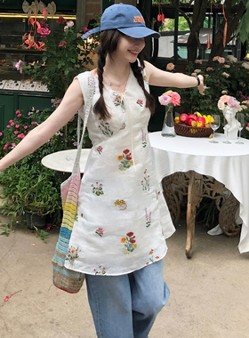 Tetu STUDIO 2025SS 苎麻刺绣设计感收腰A字高腰无袖连衣裙