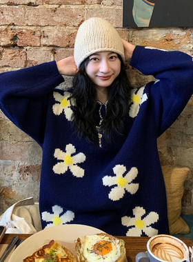 Tetu STUDIO 2025SS 100%羊毛雏菊粗棒套头中长款毛衣