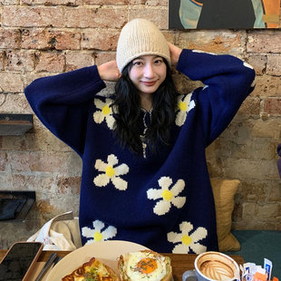 100%羊毛雏菊粗棒套头中长款 2025SS 毛衣 STUDIO Tetu