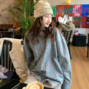 两色秋冬棉质格纹松弛感衬衫 2025SS STUDIO Tetu