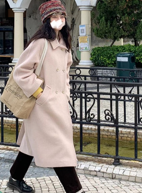 Têtu STUDIO【折扣7折】 复古两色小翻领秋冬中长款加厚毛呢外套