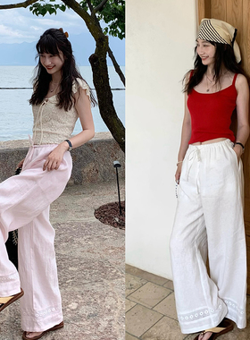 Tetu STUDIO 2025SS“雏菊女孩”100%高支亚麻松弛感阔腿裤