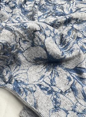 针织印花布料 灰色弹力毛衣印花上衣连衣裙服装面料
