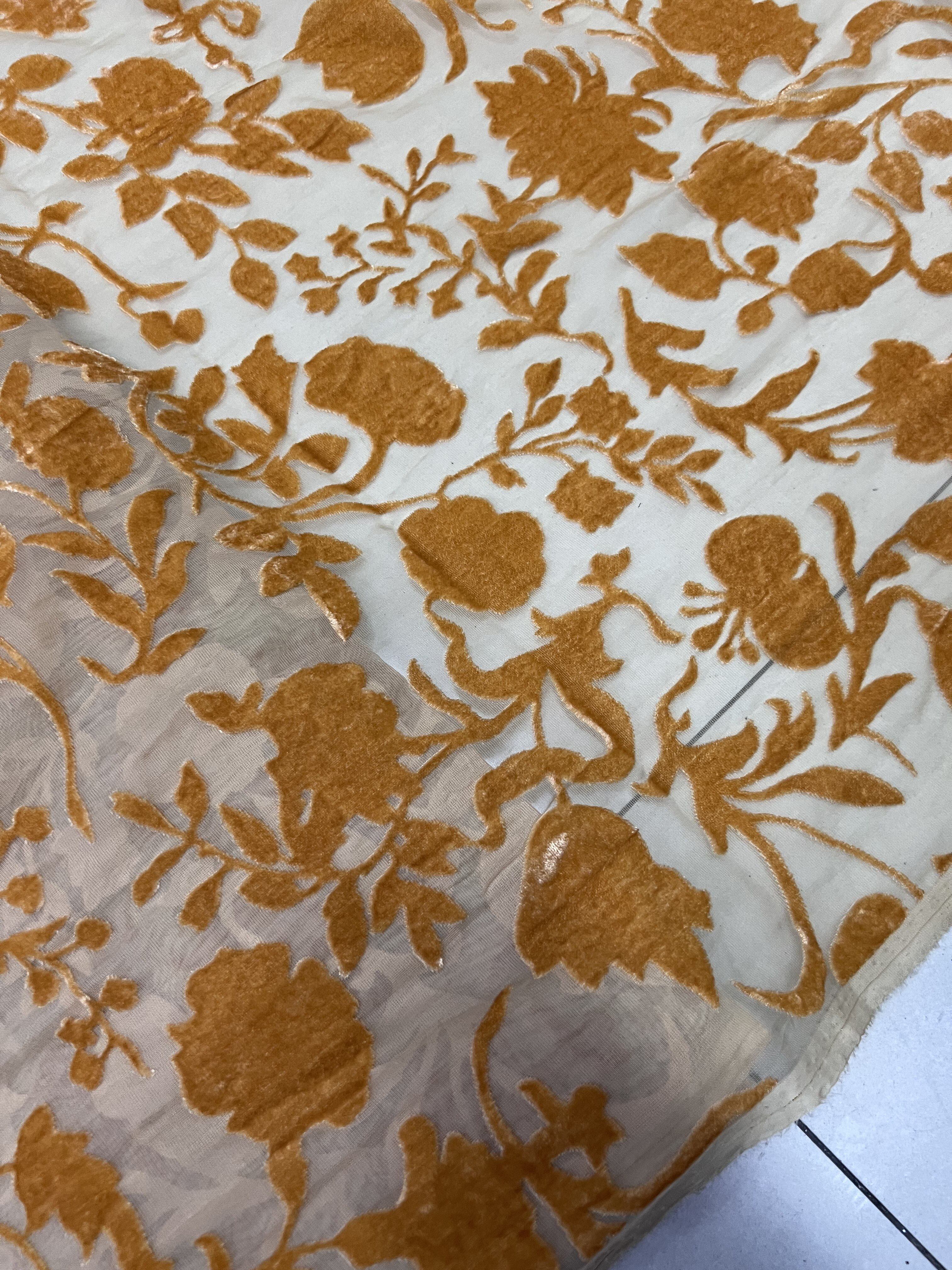 丝绒烂花布料 非真丝 金丝绒烧花透视衬衫连衣裙旗袍面料