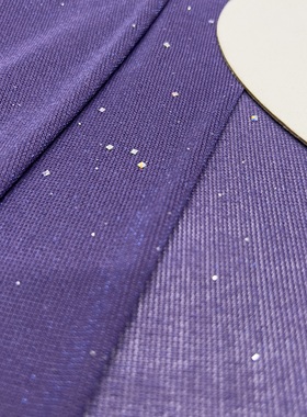 进口针织网布料紫色星空弹力微透打底亲肤上衣连衣裙舞蹈服面料