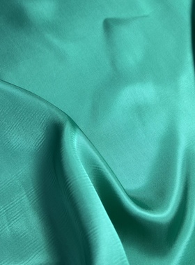 铜氨醋酸缎布料 纯色绿色光泽丝滑重磅不透连衣裙上衣裤子面料