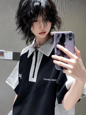 短袖街头常规印花美式复古女夏