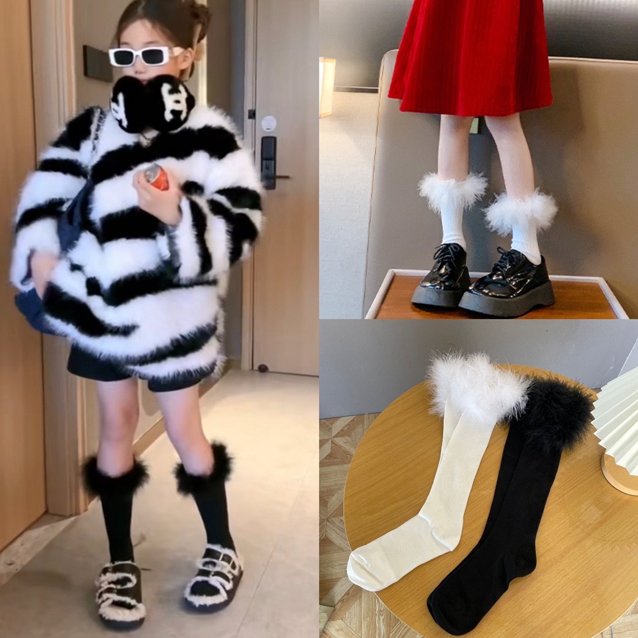 女童新款羽毛毛花边中筒棉袜日系ins网红款jk洛丽塔长筒少女袜 潮,童装/婴儿装/亲子装,儿童袜子(0-16岁),淘宝优惠券,粉丝福利购,淘宝优惠卷