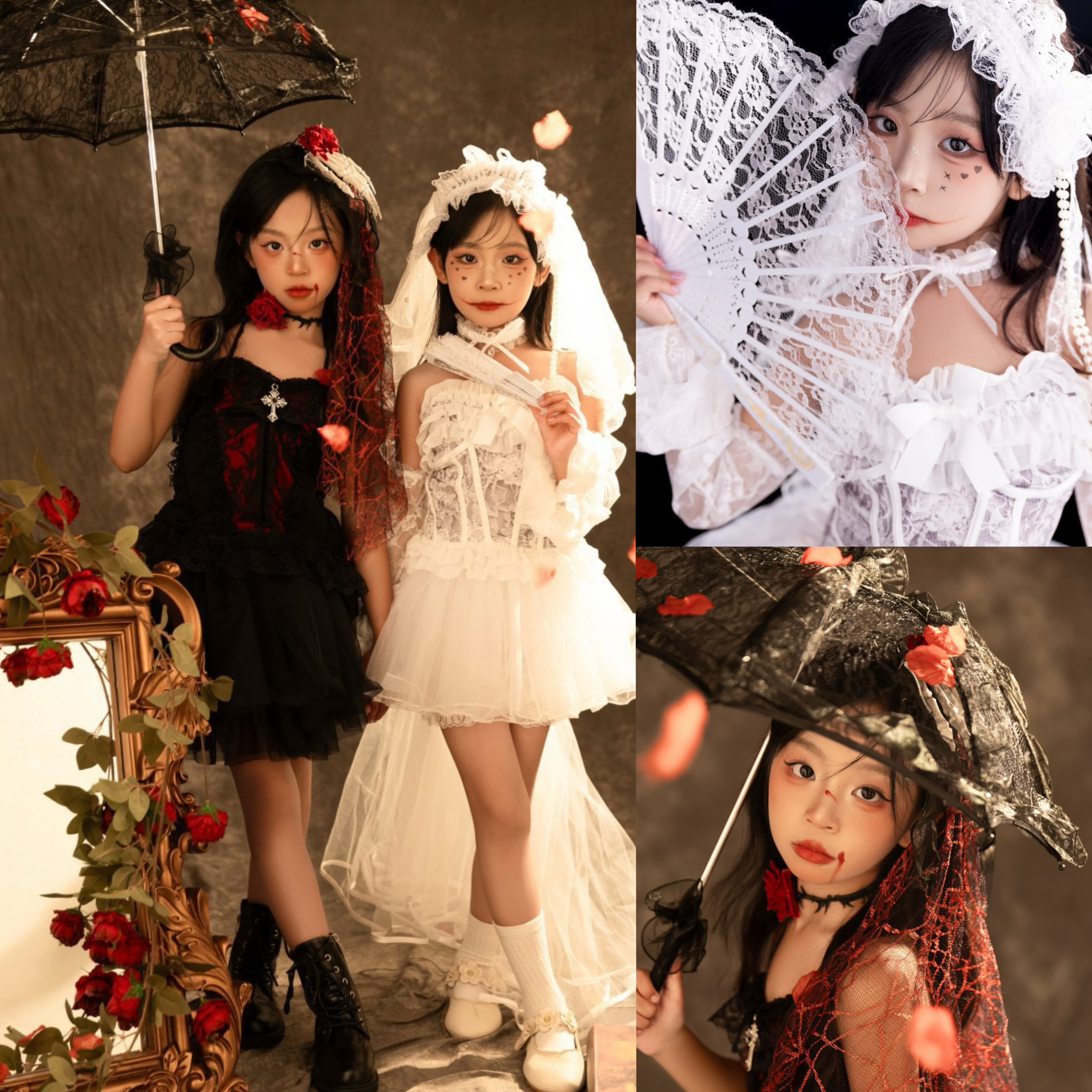 女童T秀蓬蓬公主裙万圣节小恶魔女巫cosplay吸血鬼演出礼服洛丽塔