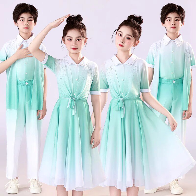 六一儿童爱国朗诵演出服合唱服中小学生运动会演讲比赛礼服演出服