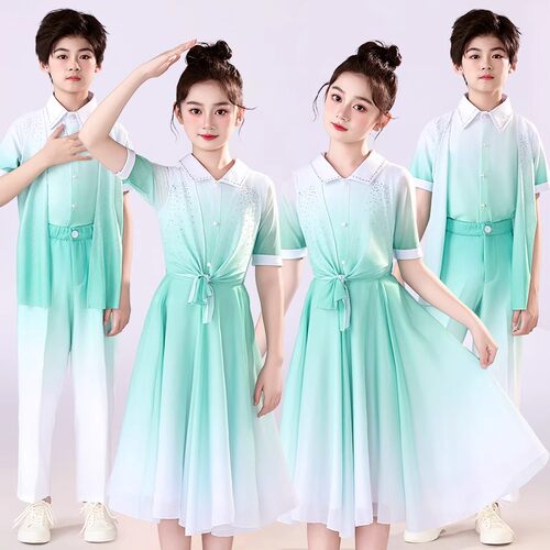 六一儿童爱国朗诵演出服合唱服中小学生运动会演讲比赛礼服演出服