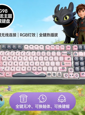 黑吉蛇YG98机械键盘RGB灯效青轴静音女生办公写作蓝牙三模高颜值