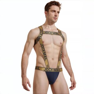 JOCKMAIL 男士内裤肩带二合一连体丁字裤性感情趣诱惑运动双丁裤