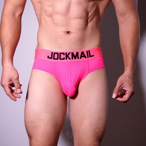 JOCKMAIL 潮牌男士内裤U凸囊袋网孔速干荧光舒适透气青年三角裤男