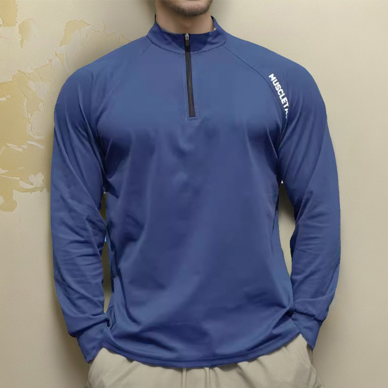 铁血肌肉健身兄弟狗男士卫衣篮球衣服半拉链运动酷乐棉长袖t恤衣