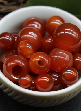 6 8 10 12 14mm红玛瑙大孔圆珠散珠子 孔径2-5mm DIY编织饰品配件