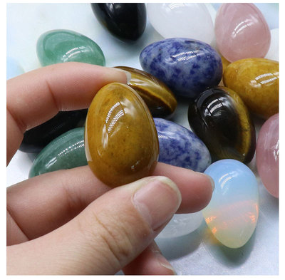 Egg shaped 30mm水晶玉石小鸡蛋 淘矿鸟蛋石头复 活节彩色鸡蛋礼