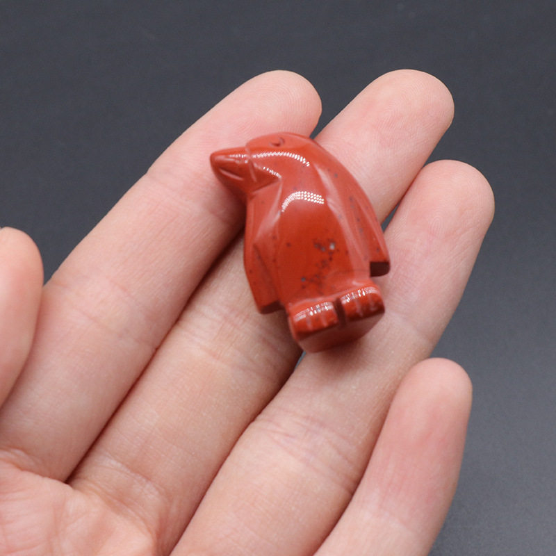 天然水晶玛瑙雕刻企鹅 粉晶虎眼迷你小动物工艺品桌面摆件