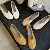 ido平底芭蕾舞鞋 真皮舒适百搭圆头一脚蹬浅口单鞋 女2026春季 新款