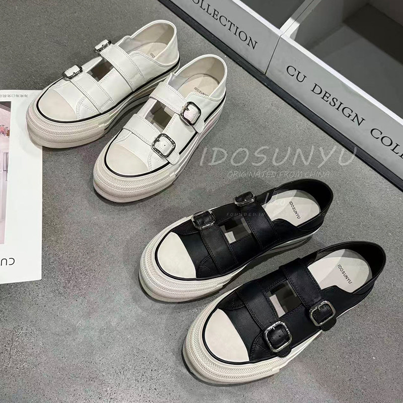 ido欧货真皮小白鞋女2026春新款镂空厚底舒适百搭双扣带休闲板鞋,女鞋,休闲板鞋,淘宝优惠券,粉丝福利购,淘宝优惠卷