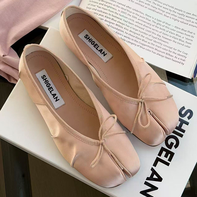 诗歌兰时尚芭蕾舞鞋女2026春季新款真皮蝴蝶结平底一脚蹬浅口单鞋,女鞋,时尚芭蕾鞋,淘宝优惠券,粉丝福利购,淘宝优惠卷