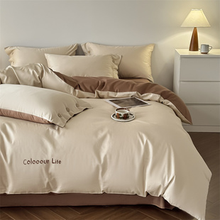 高端四件套纯棉床品100全棉轻奢高级感床单床笠被套加厚床上用品4
