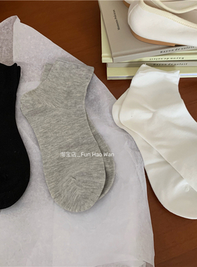 基础黑白灰色~小短袜 夏日穿着 无骨女袜透气竹纤维短筒袜 薄款