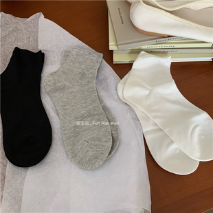 薄款 基础黑白灰色 无骨女袜透气竹纤维短筒袜 夏日穿着 小短袜