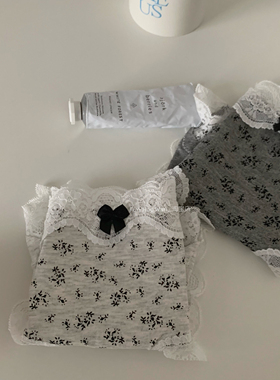 温柔法式感蕾丝边”灰色系小碎花 女士包臀棉质内裤 柔软高弹三角