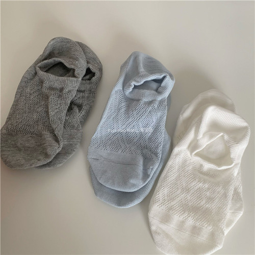 无骨袜头船袜 ~透气网眼镂空 防滑菱形格棉质浅口袜 基础女袜夏日