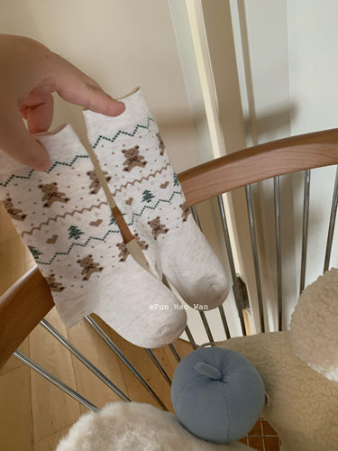 软糯糯冬日～（无骨袜 拥有小熊的生活）羊毛袜女保暖中筒冬季穿