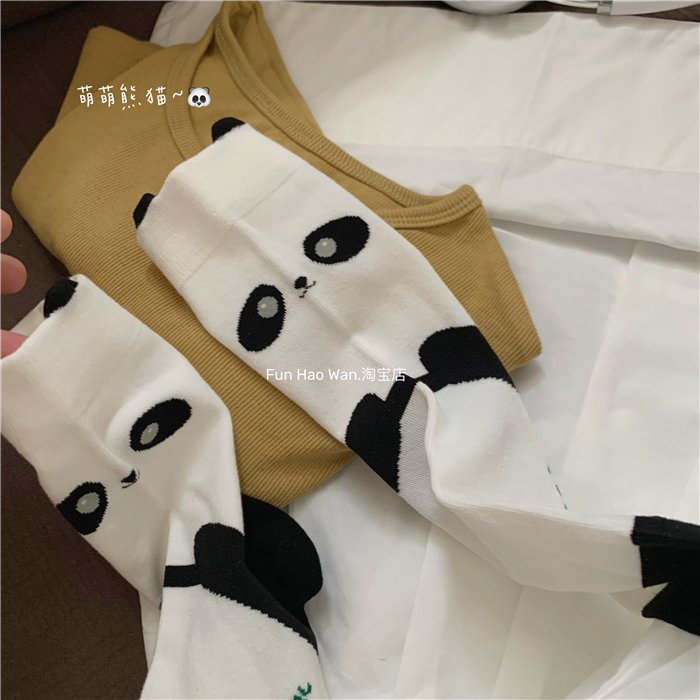 熊猫一家无骨女袜中筒袜