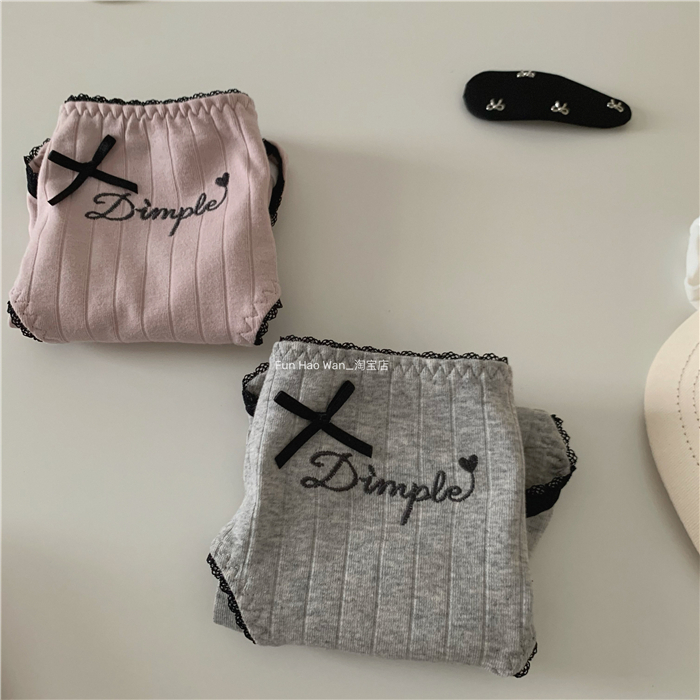 复古粉/氛围感灰 芭蕾风蝴蝶结内裤 女士包臀棉质三角裤 纯棉底档