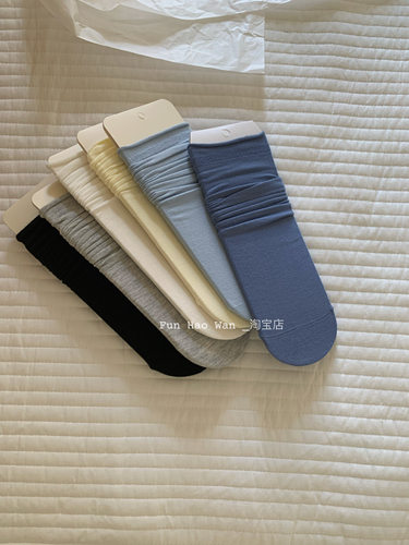 温柔软软～无骨袜头 淡人感小卷边 日常色调堆堆袜女 软糯糯中筒