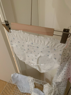 温温柔蓝色系～加长裆部 抑菌包臀小碎花内裤女 高含棉中腰棉裆