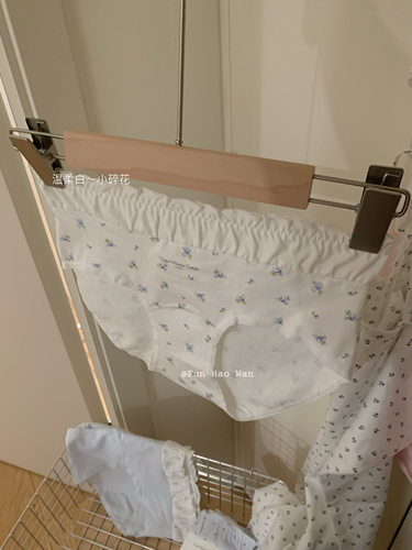 温温柔蓝色系～加长裆部 抑菌包臀小碎花内裤女 高含棉中腰棉裆