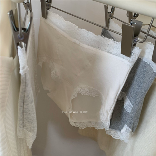 软软婴儿棉~杂灰色系包臀女士内裤 蕾丝边三角 纯棉底档 舒适中腰