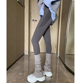 瑜伽裤 鲨鱼裤 加绒健身提臀拼接薄款 秋冬灰色打底裤 女外穿2026新款